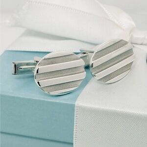 Vintage Tiffany & Co. Atlas Groove Oval Sterling Silver Cufflinks | Rare 1995
